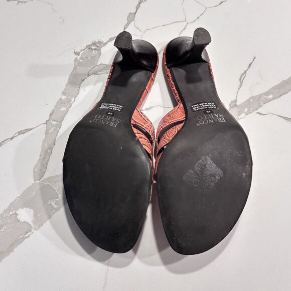 Franco Sarto Coral Snake Embossed Slide Slip on Sandals Heels Women's Size 8M - Picture 10 of 12